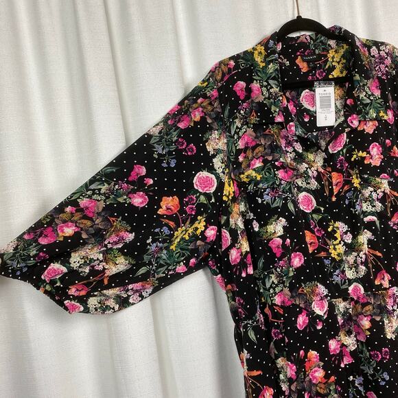 Torrid Black Floral Refined Woven Midi Shirt Dress Sz.4 NWT - Picture 10 of 16